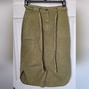 Gap Vintage Utility Skirt Size 2Tall Olive Green